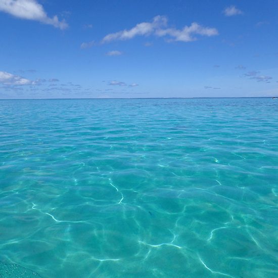 Kristallklart vatten i havet på Moorea